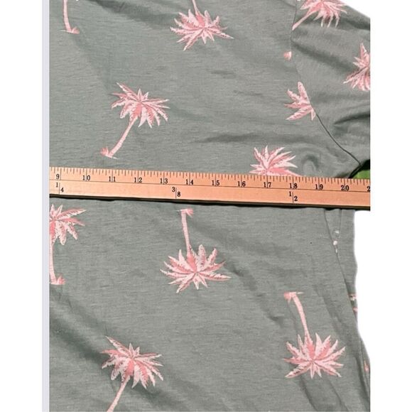 2 DENIM & FLOWER Tropical Palm Tree printed crew neck Shirts size Large. - Picture 9 of 15